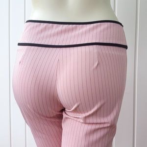 Pink Black Pinstriped Flare Leg Fitted Pants CUTE